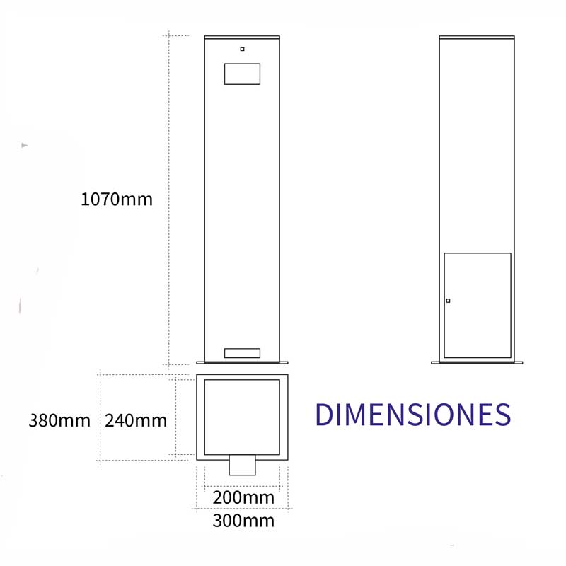 dimensiones Dispensador de Gel Desinfectante Con Pedal Medidas del Dispensador de Gel Desinfectante Con Pedal